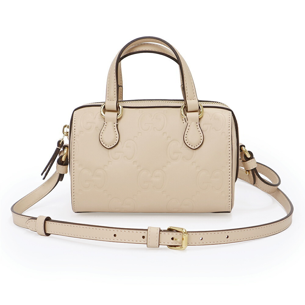 Gucci GG Super Leather Beige Boston Shoulder Handbag Crossbody
